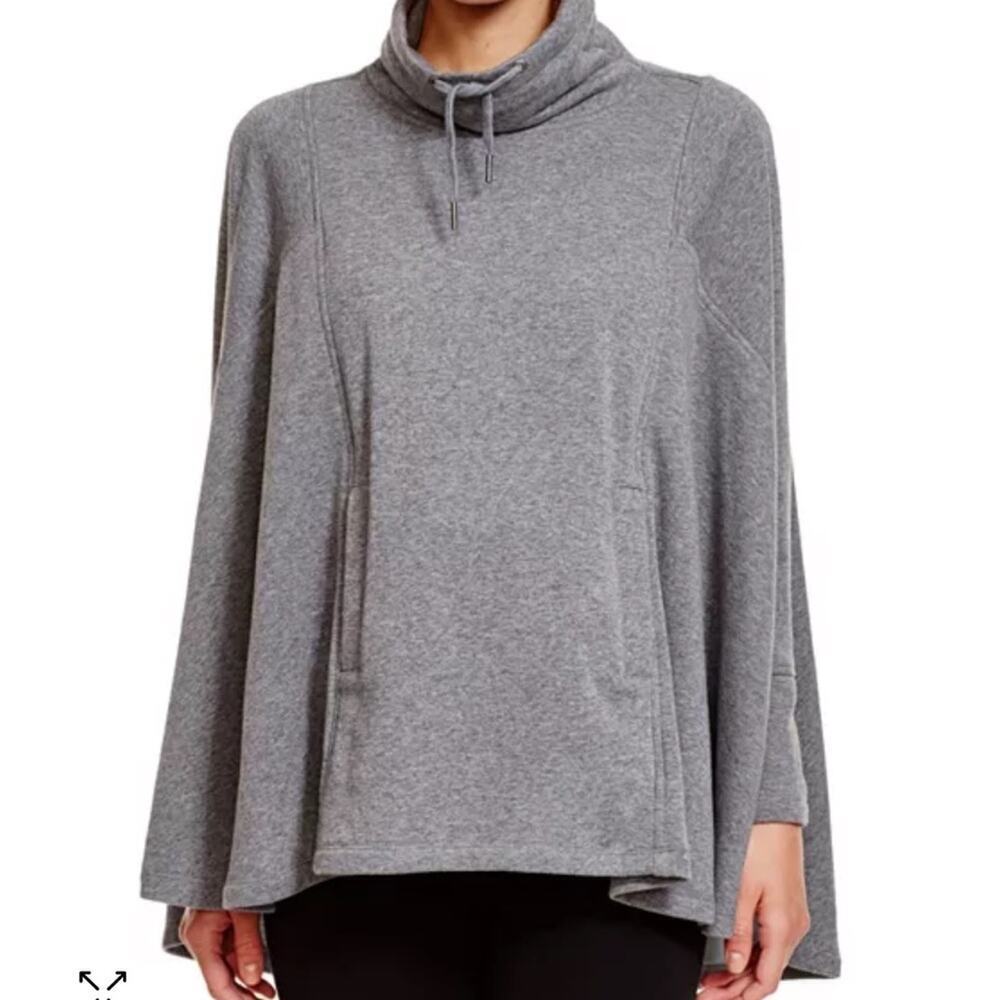 UGG Women's Pichot Turtleneck Fleece Pockets Grey Cape Poncho Grey Cozy Drapey
